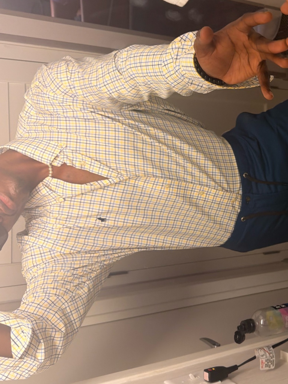 Polo by Ralph Lauren White Button-Up Shirt with Yellow and Blue Plaid